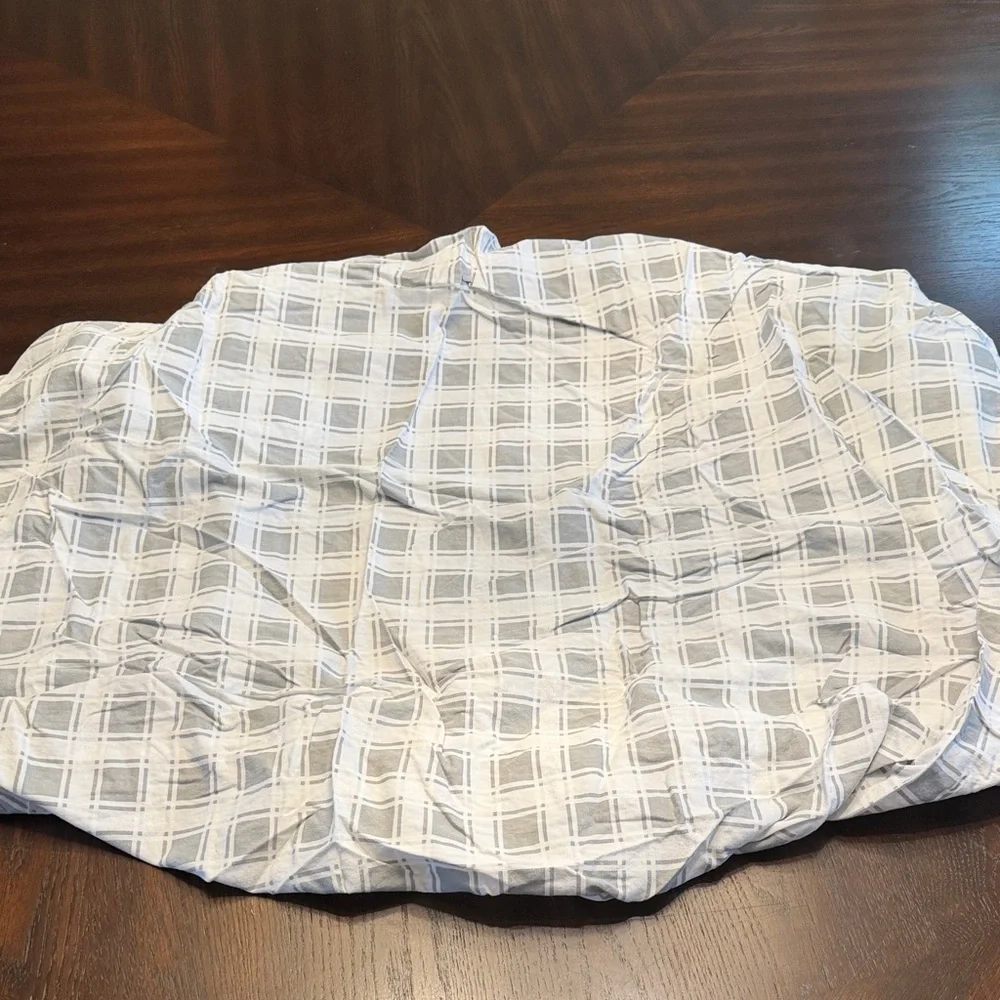 2 Cotton Fitted Crib Sheets Gray White Nursery Bedding Set + Blanket